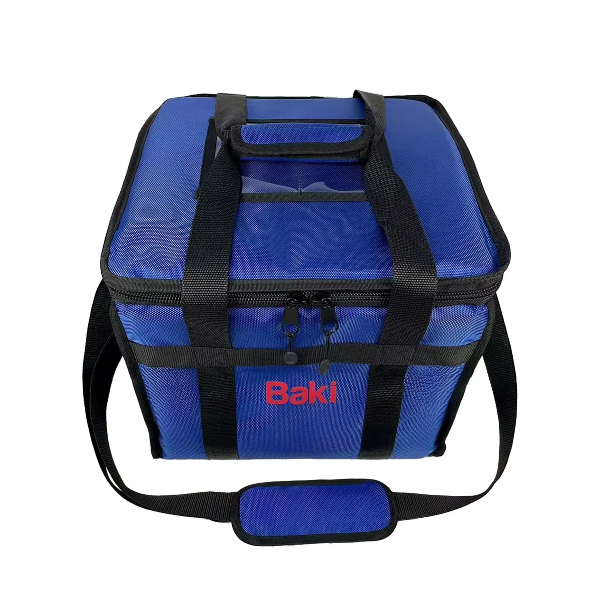 Baki Grande borsa termica resistente per la consegna di cibo, 45 x 45 x 35 cm, con divisore caldo e freddo, adatta per ristoranti da asporto, pizza, indiana, pic-nic, borsa della spesa. Nero, blu navy