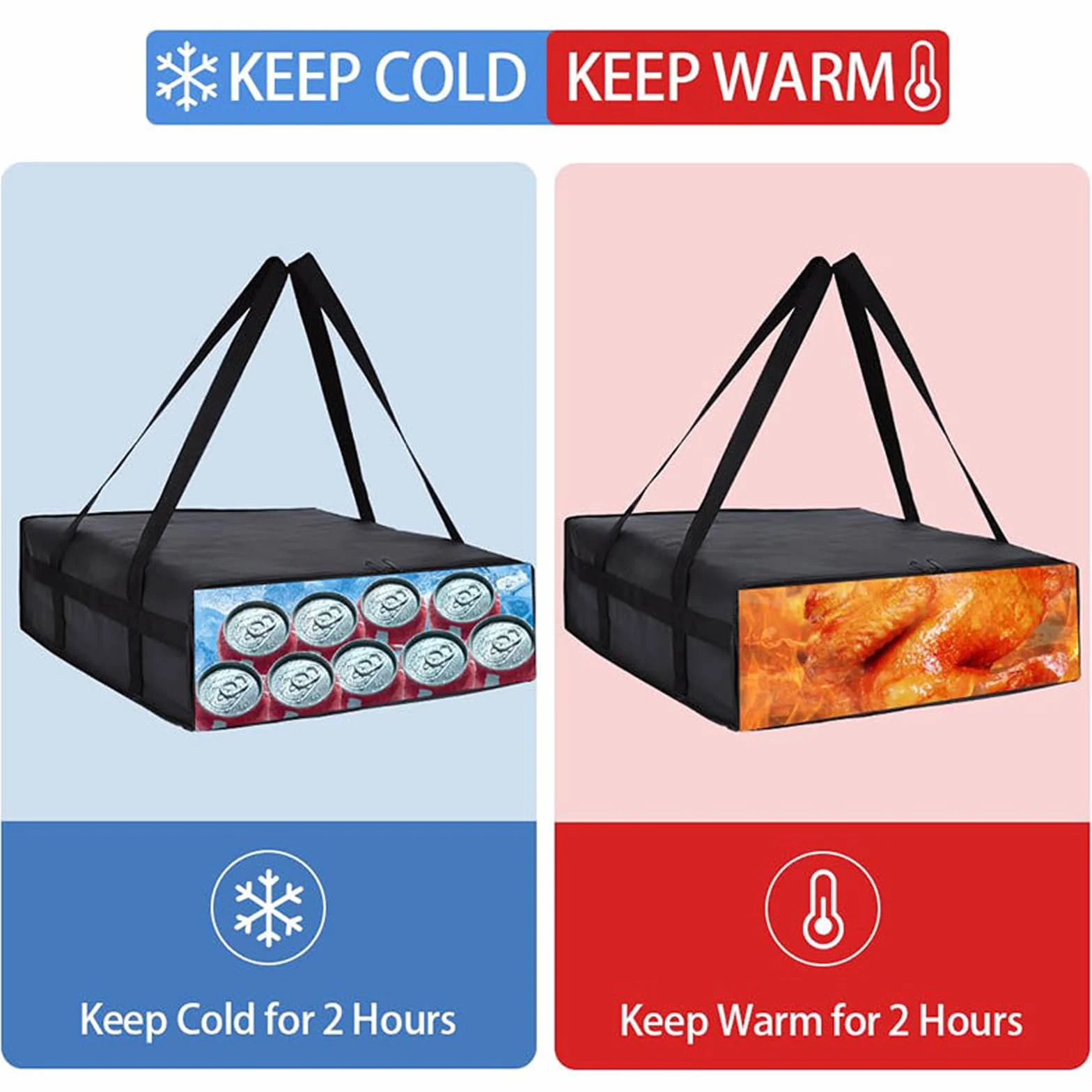 Zaino Borsa Termica Portapizza Grande Porta Pizza Sacchi Isolanti Porta Pizza Termico da Asporto Porta Pizza da Asporto Chiusura A Zip per Portacibo Freddo E Caldo, Grande Capacità, Pieghevole (Nero)