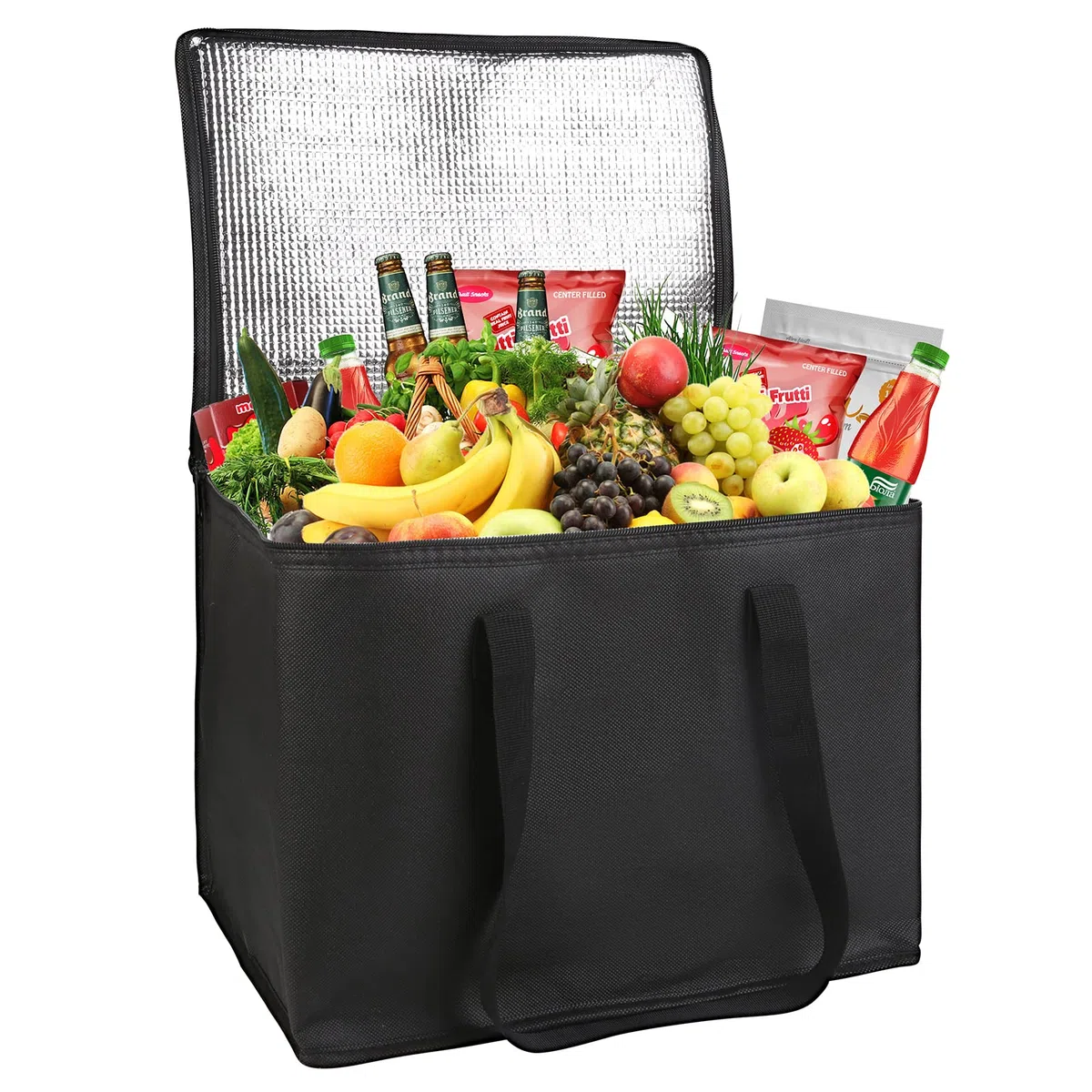musbus borsa sacco grande, riutilizzabile, per alimenti refrigerati e isolati, ideale per la spesa della spesa (nero) Borsa termica termica frigorifero per picnic, 1链接黑色外卖包