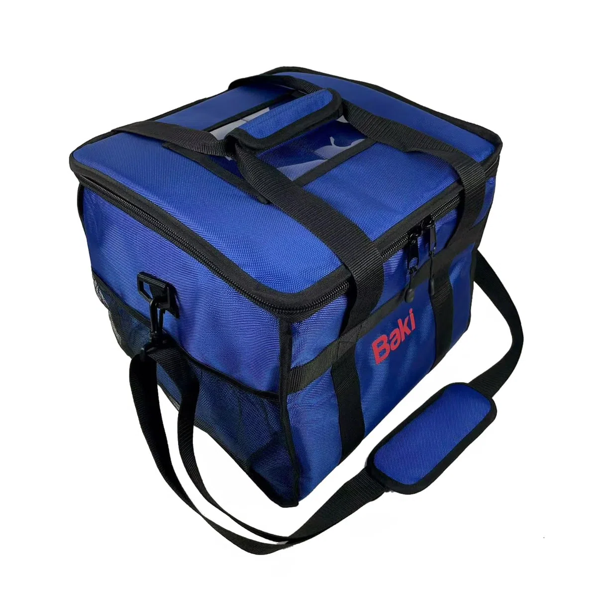 Baki Grande borsa termica resistente per la consegna di cibo, 45 x 45 x 35 cm, con divisore caldo e freddo, adatta per ristoranti da asporto, pizza, indiana, pic-nic, borsa della spesa. Nero, blu navy