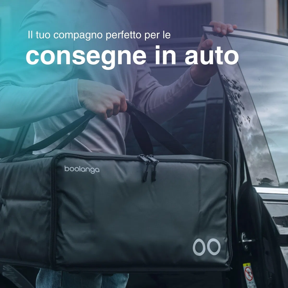 Borsa termica per auto • Borsa per la consegna di alta qualità che mantiene il cibo caldo e freddo per ore • 100% idrorepellente • Vol. 48 litri • Progettato per corrieri professionisti, Nero
