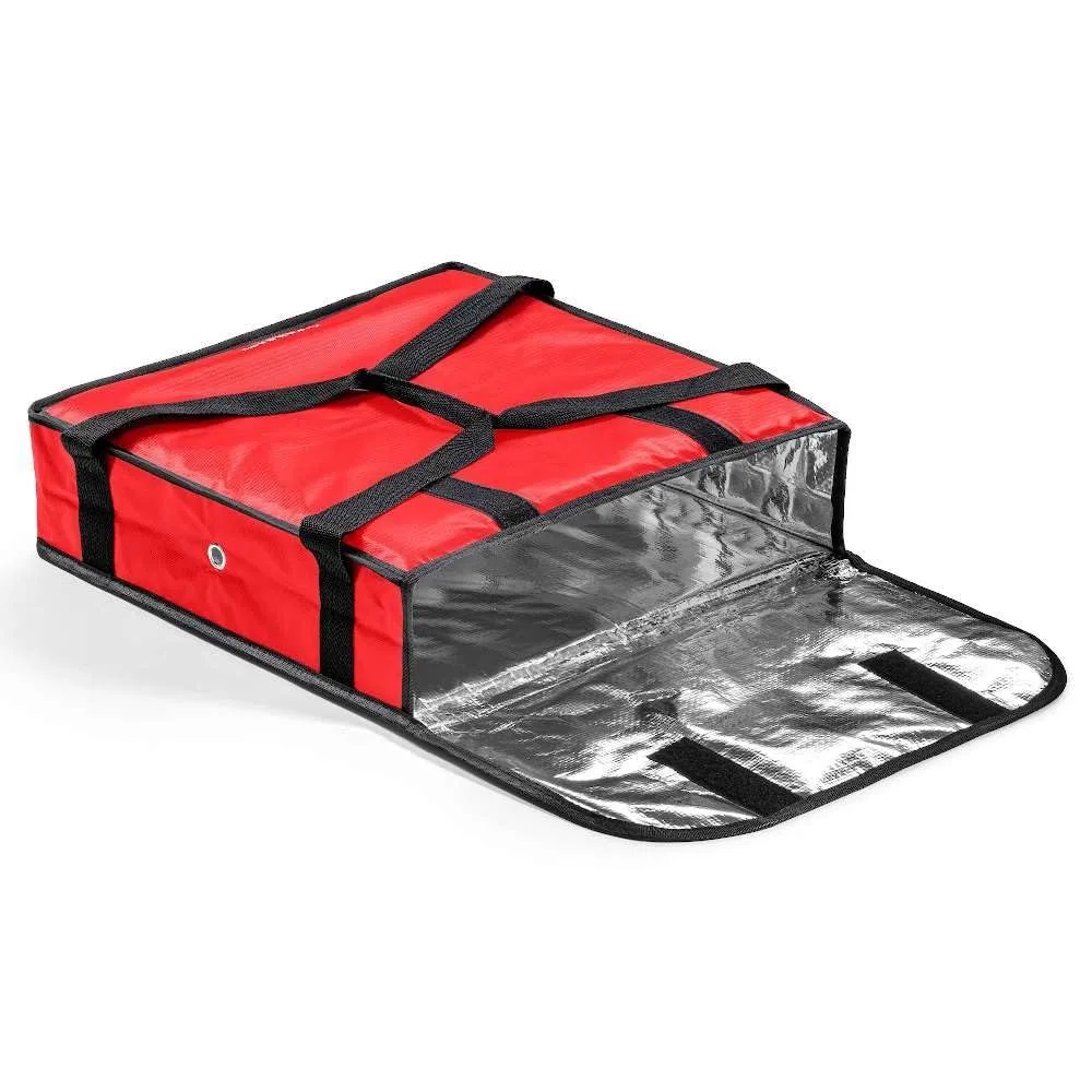 Borsa Termica Pizza 2 Pizze 45x45x12 cm, Borsa Portapizze da Asporto Professionale, Sacchetto Isolante Per Alimenti Caldi Per Auto Per Consegna Catering, Chiusura in Velcro, Rosso