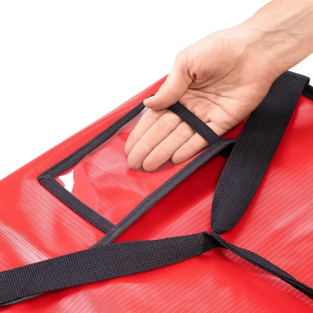 Borsa Termica Pizza 2 Pizze 45x45x12 cm, Borsa Portapizze da Asporto Professionale, Sacchetto Isolante Per Alimenti Caldi Per Auto Per Consegna Catering, Chiusura in Velcro, Rosso