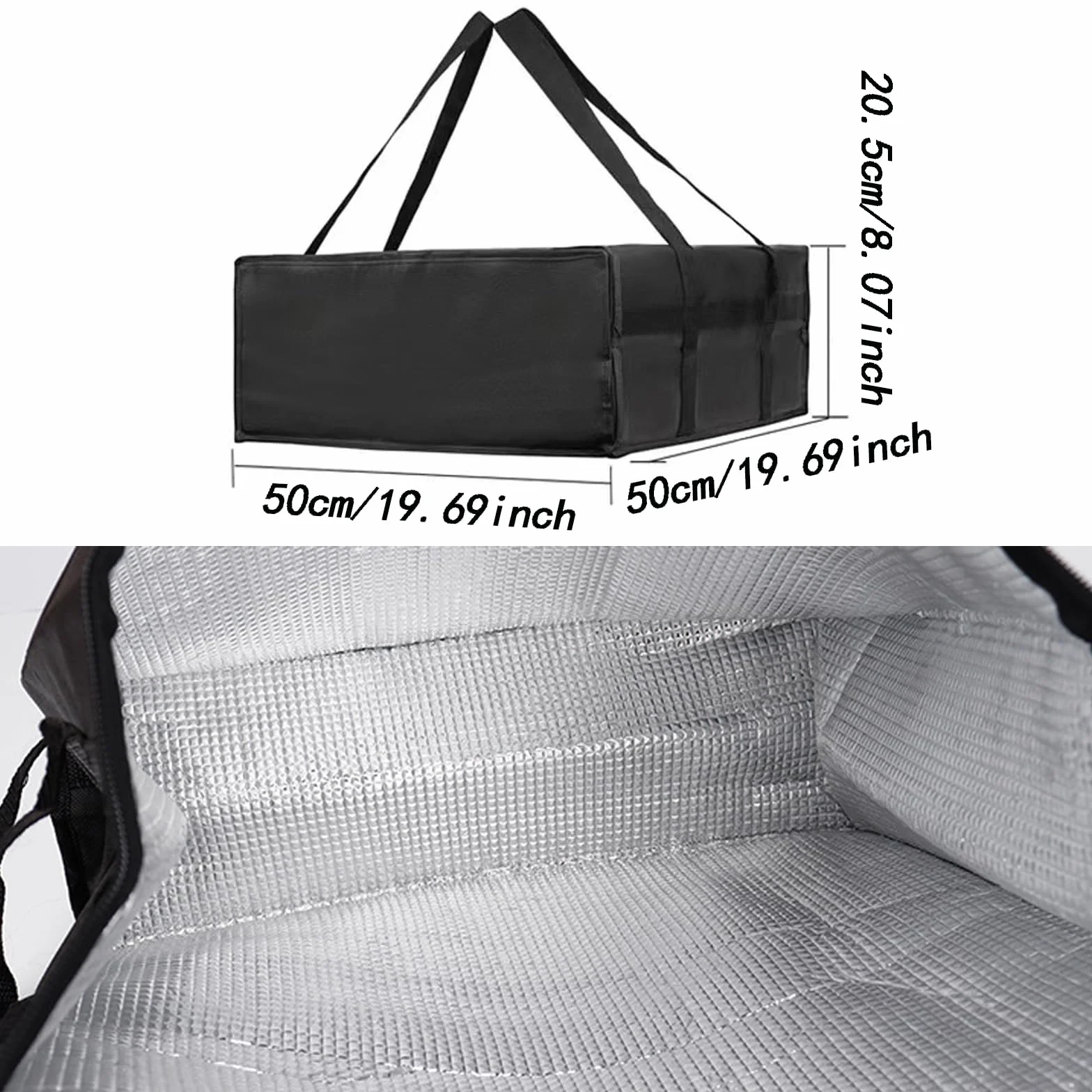 Zaino Borsa Termica Portapizza Grande Porta Pizza Sacchi Isolanti Porta Pizza Termico da Asporto Porta Pizza da Asporto Chiusura A Zip per Portacibo Freddo E Caldo, Grande Capacità, Pieghevole (Nero)