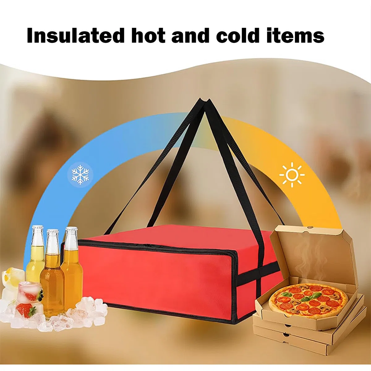 Borsa Termica Pizza, Borsa Scaldapizza, Grande Borsa Termica per Pizza, Borsa Termica Pieghevole, Borsa Termica Pizza Asporto, per Picnic All'Aperto