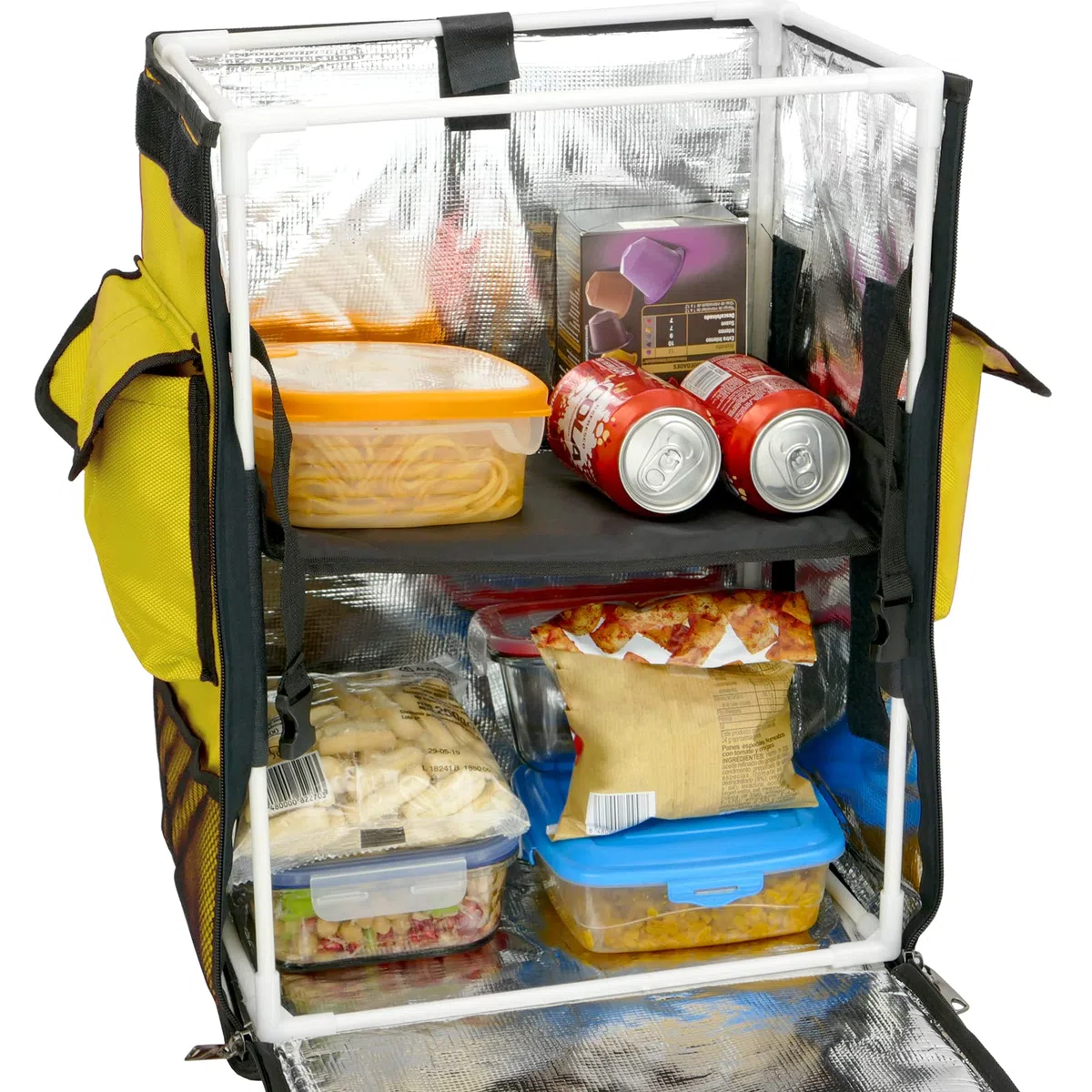 Zaino isotermico 35 x 49 x 25 cm, giallo per piatti cotti e spedizioni di ordini alimentari
