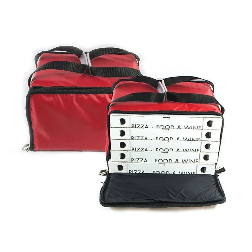LGV Zaino Borsa Termica Portapizza Porta Pizza da Asporto Chiusura a Zip Rosso