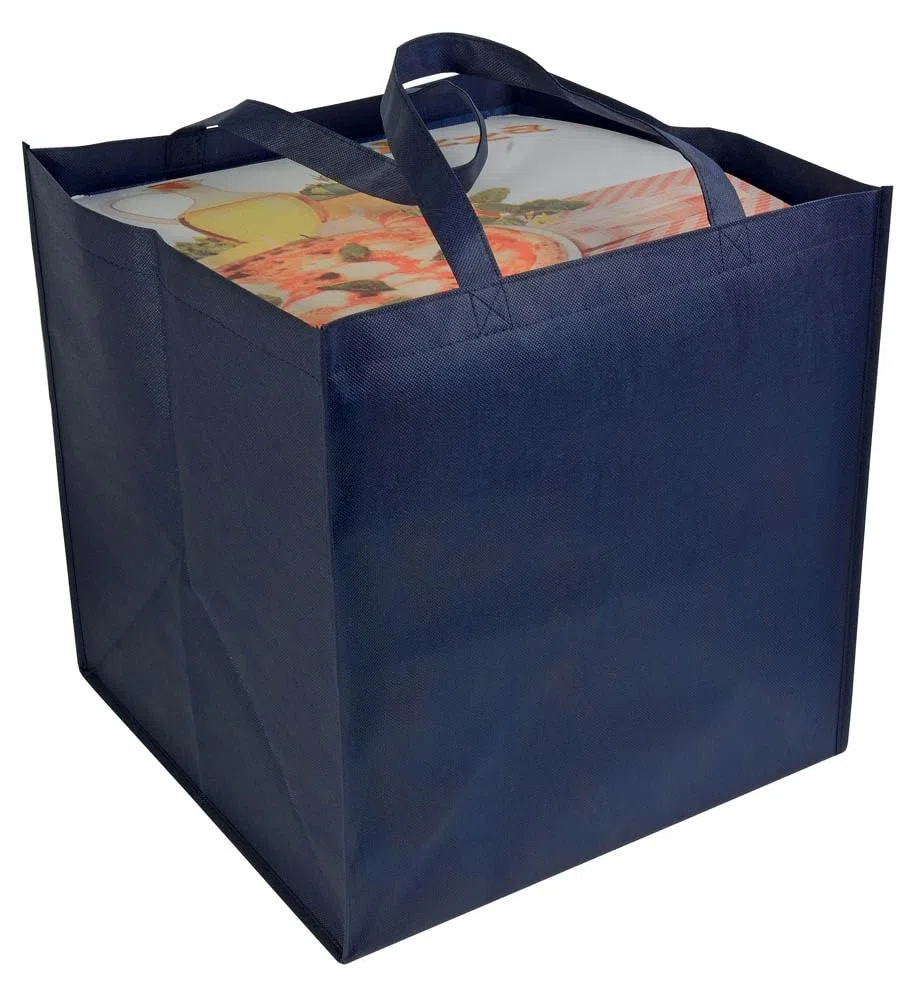 Generico 10/20/30/50 Pezzi Borsa Shopper per Pizza, 80 g/m², TNT Formato Grande 36 x 37 x 36 cm - 47 LT per Asporto, Set da (10, blu)