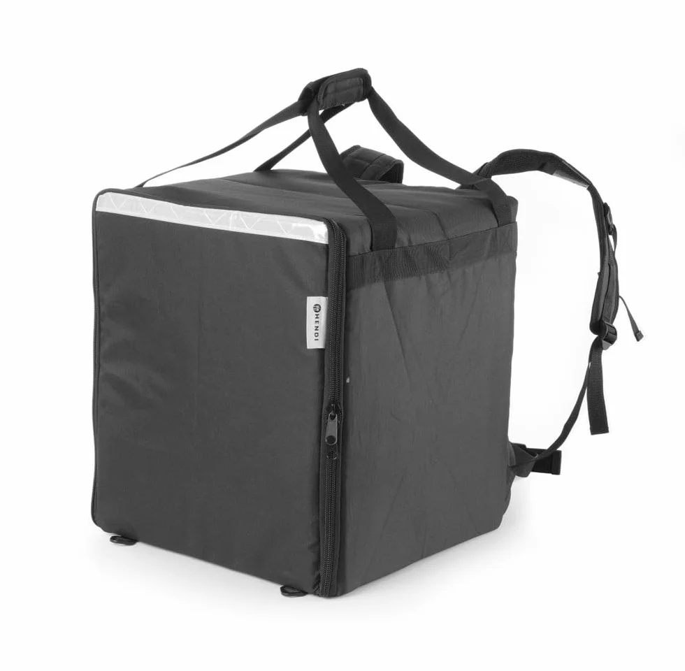 HENDI Zaino termico per la consegna e il trasporto di pizze, cibi, pasti, alimenti, isolato, impermeabile, borsa, sacchetto, per la consegna della Pizza, interno 39x39x(H) 45cm, nero, 41x41x(H) 48cm