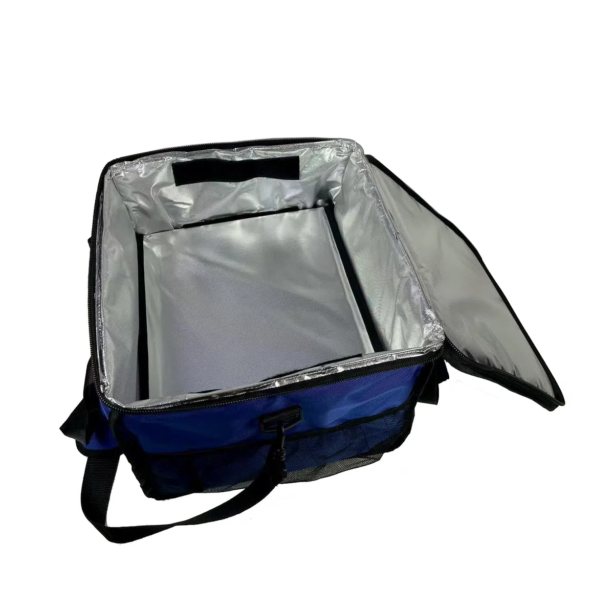 Baki Grande borsa termica resistente per la consegna di cibo, 45 x 45 x 35 cm, con divisore caldo e freddo, adatta per ristoranti da asporto, pizza, indiana, pic-nic, borsa della spesa. Nero, blu navy