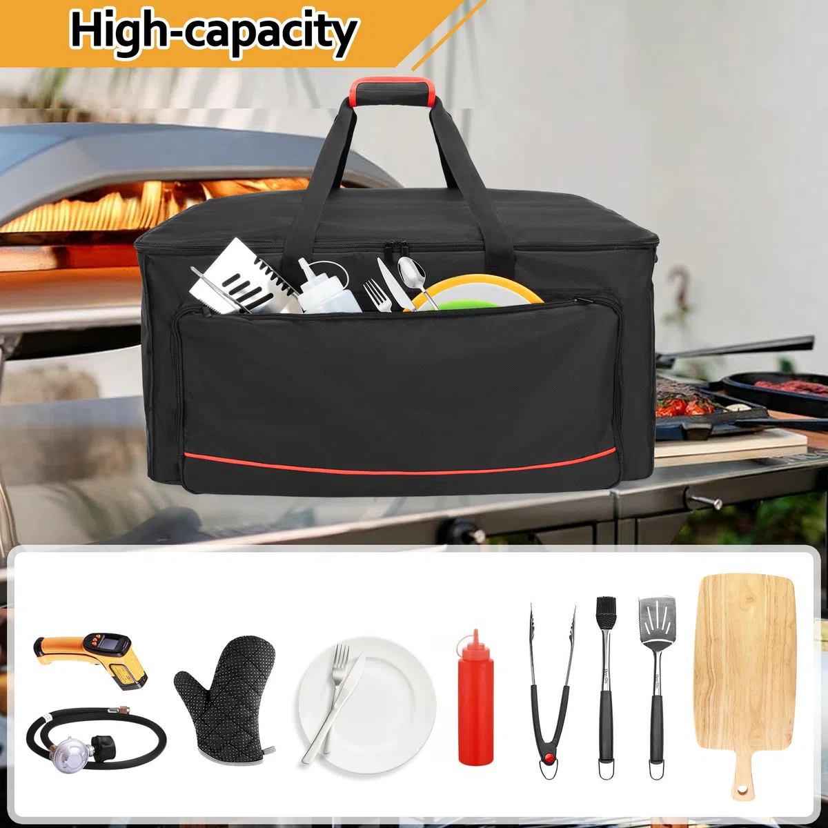 HODRANT Borsa da Forno per Pizza Portatile Compatibile con il Forno per Pizza a Gas Ooni Koda 16, Copertura per Forno per Pizza da Esterno con Tracolla per Accessori per Forno per Pizza (Solo Borsa)