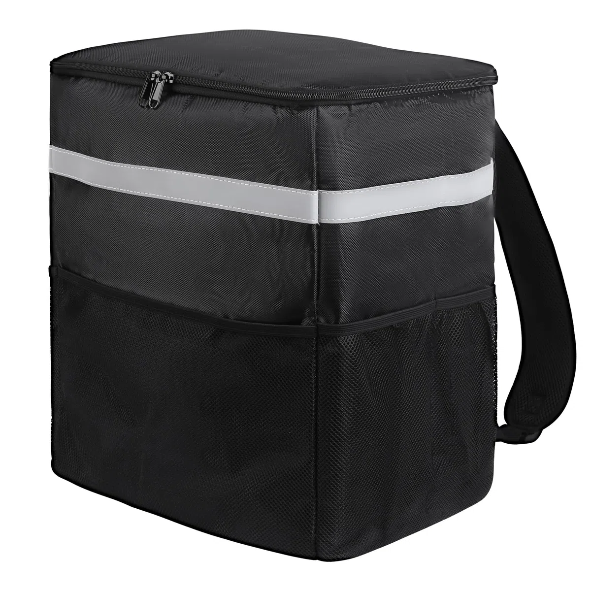 musbus Zaino per consegna cibo, borse termiche per consegna bici, grande borsa per consegna pizza per caldo/freddo, con 4 tasche striscia riflettente per Uber Eat, campeggio e spiaggia (nero)